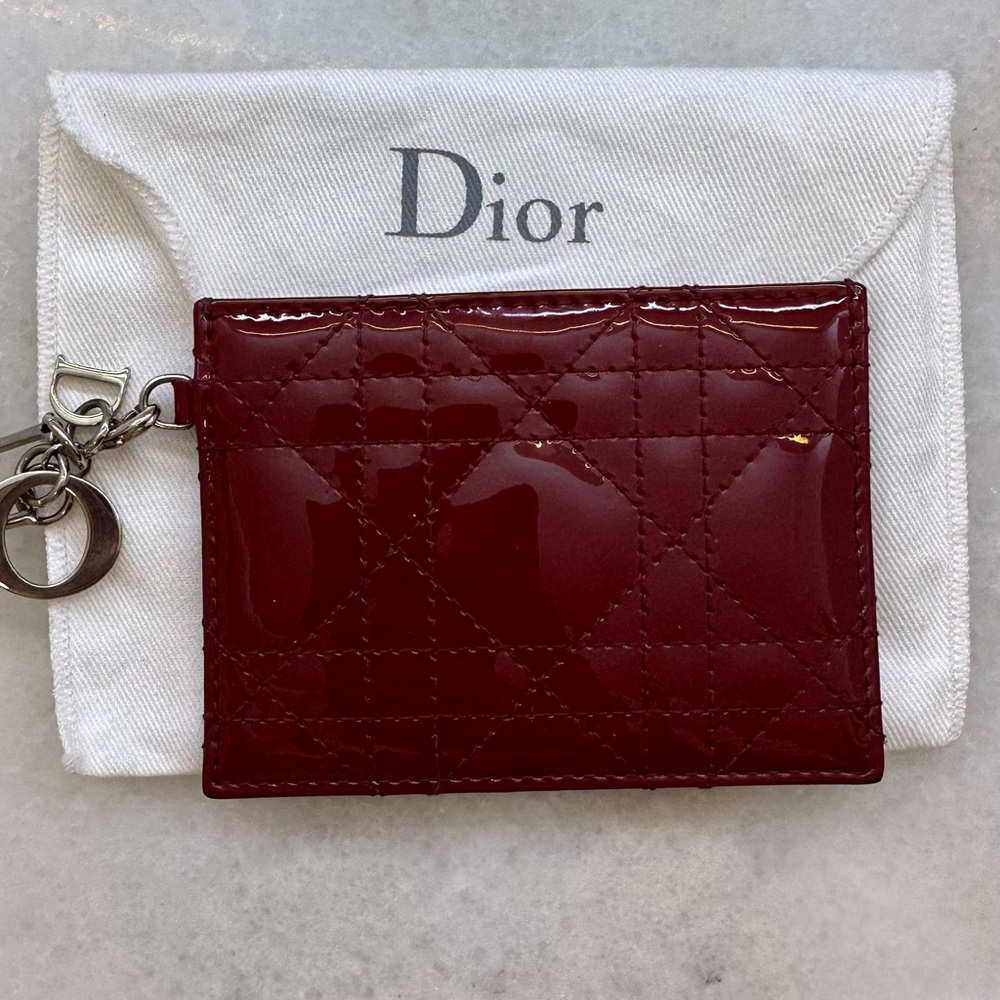 Lady Dior Patent Red Card Holder
